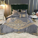 Lade das Bild in den Galerie-Viewer, Luxus Royal Gold Satin Seide Bettbezug Set
