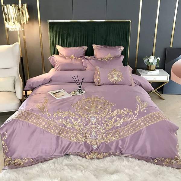 Luxus Royal Gold Satin Seide Bettbezug Set