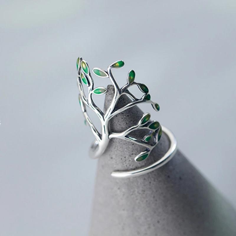 Grünblatt-Ring Silber