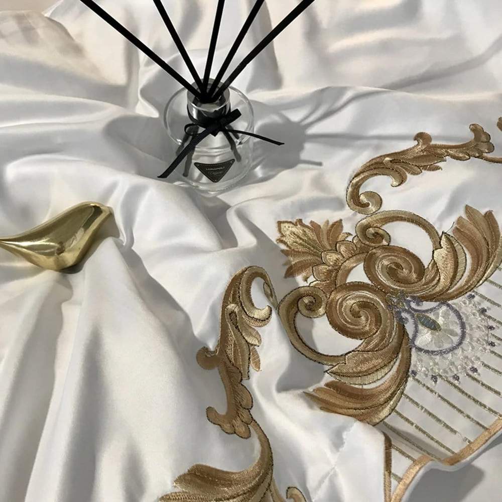 Luxus Royal Gold Satin Seide Bettbezug Set